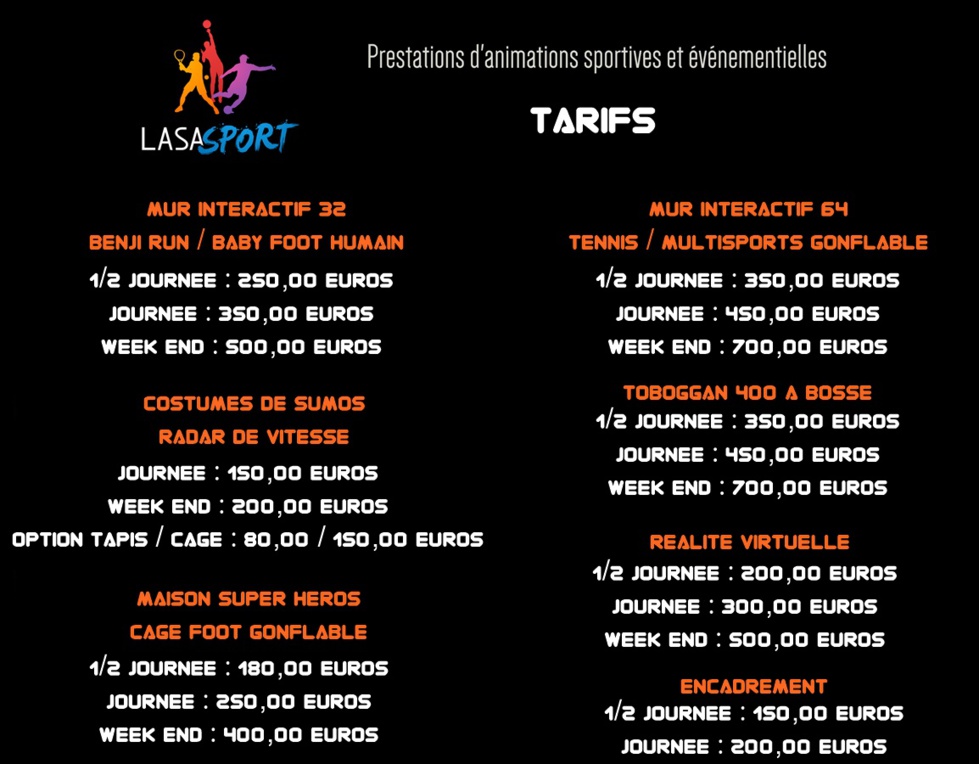 TARIFS DE NOS LOCATIONS