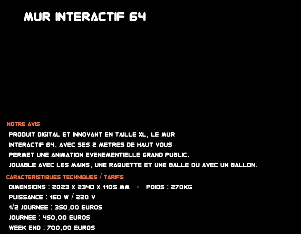 MUR INTERACTIF 64 MUR INTERACTIF 64